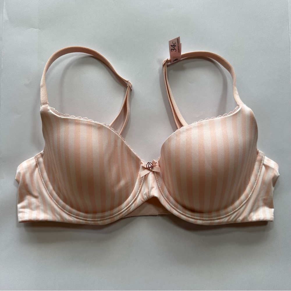 Victoria’s‎ Secret Light Pink Striped Lined Demi Underwire Bra 34C NWT